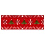 Red Christmas Pattern Xmas Decorations, Christmas Knitted Texture Banner and Sign 6  x 2 