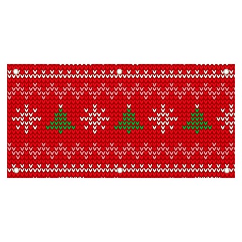 Red Christmas Pattern Xmas Decorations, Christmas Knitted Texture Banner and Sign 6  x 3  from ArtsNow.com Front