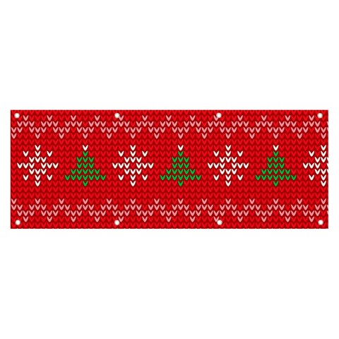 Red Christmas Pattern Xmas Decorations, Christmas Knitted Texture Banner and Sign 8  x 3  from ArtsNow.com Front