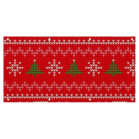 Red Christmas Pattern Xmas Decorations, Christmas Knitted Texture Banner and Sign 8  x 4  from ArtsNow.com Front