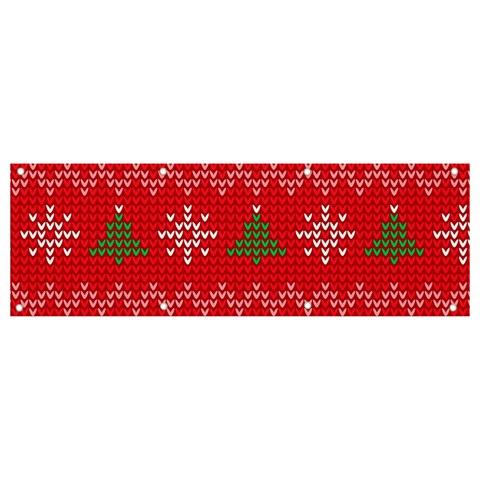 Red Christmas Pattern Xmas Decorations, Christmas Knitted Texture Banner and Sign 9  x 3  from ArtsNow.com Front