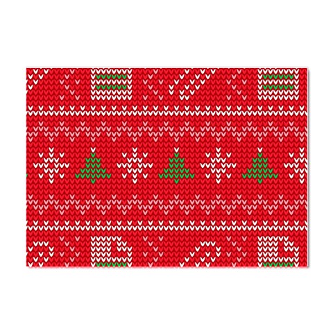 Red Christmas Pattern Xmas Decorations, Christmas Knitted Texture Crystal Sticker (A4) from ArtsNow.com Front