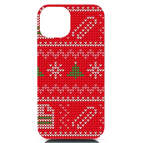 Red Christmas Pattern Xmas Decorations, Christmas Knitted Texture iPhone 14 Black UV Print Case from ArtsNow.com Front