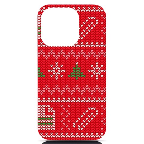 Red Christmas Pattern Xmas Decorations, Christmas Knitted Texture iPhone 14 Pro Black UV Print Case from ArtsNow.com Front