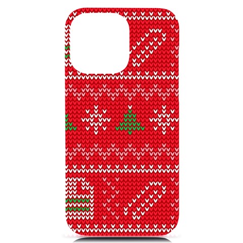 Red Christmas Pattern Xmas Decorations, Christmas Knitted Texture iPhone 14 Pro Max Black UV Print Case from ArtsNow.com Front