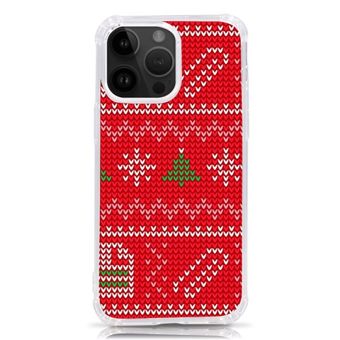 Red Christmas Pattern Xmas Decorations, Christmas Knitted Texture iPhone 14 Pro Max TPU UV Print Case from ArtsNow.com Front