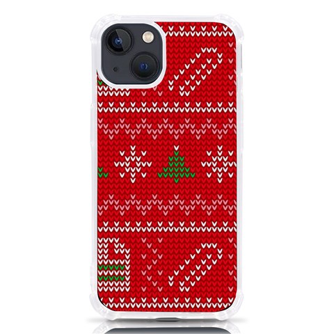 Red Christmas Pattern Xmas Decorations, Christmas Knitted Texture iPhone 13 TPU UV Print Case from ArtsNow.com Front