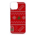 Red Christmas Pattern Xmas Decorations, Christmas Knitted Texture iPhone 13 TPU UV Print Case