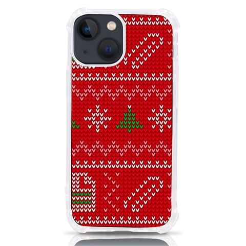 Red Christmas Pattern Xmas Decorations, Christmas Knitted Texture iPhone 13 mini TPU UV Print Case from ArtsNow.com Front