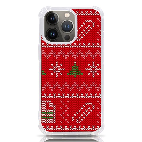 Red Christmas Pattern Xmas Decorations, Christmas Knitted Texture iPhone 13 Pro TPU UV Print Case from ArtsNow.com Front