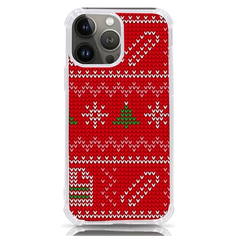 Red Christmas Pattern Xmas Decorations, Christmas Knitted Texture iPhone 13 Pro Max TPU UV Print Case from ArtsNow.com Front