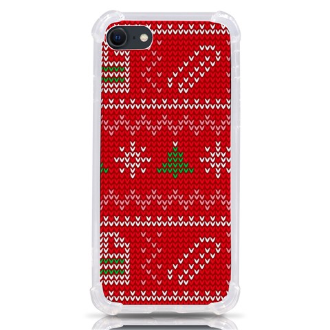 Red Christmas Pattern Xmas Decorations, Christmas Knitted Texture iPhone SE from ArtsNow.com Front