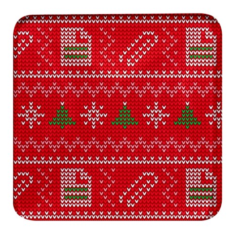 Red Christmas Pattern Xmas Decorations, Christmas Knitted Texture Square Glass Fridge Magnet (4 pack) from ArtsNow.com Front