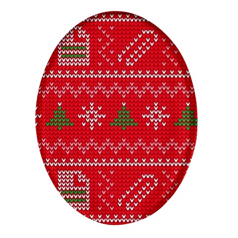 Red Christmas Pattern Xmas Decorations, Christmas Knitted Texture Oval Glass Fridge Magnet (4 pack) from ArtsNow.com Front