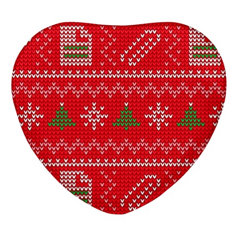 Red Christmas Pattern Xmas Decorations, Christmas Knitted Texture Heart Glass Fridge Magnet (4 pack) from ArtsNow.com Front