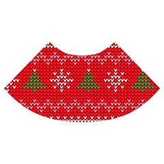 Red Christmas Pattern Xmas Decorations, Christmas Knitted Texture Trumpet Sleeve Cropped Top from ArtsNow.com Cuff Right