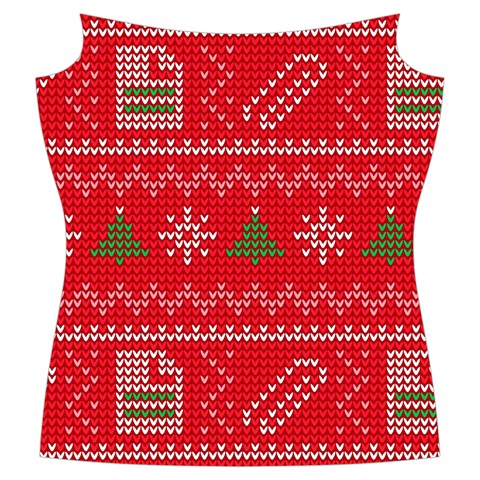 Red Christmas Pattern Xmas Decorations, Christmas Knitted Texture Women s Cut Out Long Sleeve T Front