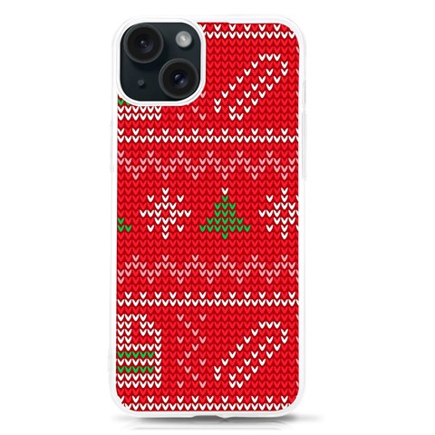 Red Christmas Pattern Xmas Decorations, Christmas Knitted Texture iPhone 15 TPU UV Print Case from ArtsNow.com Front