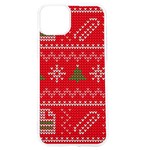 Red Christmas Pattern Xmas Decorations, Christmas Knitted Texture iPhone 15 TPU UV Print Case