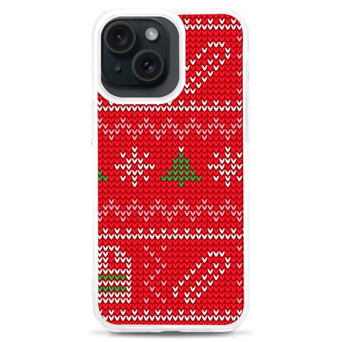 Red Christmas Pattern Xmas Decorations, Christmas Knitted Texture iPhone 15 Plus TPU UV Print Case from ArtsNow.com Front