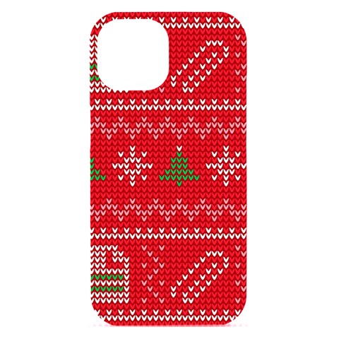 Red Christmas Pattern Xmas Decorations, Christmas Knitted Texture iPhone 15 Black UV Print PC Hardshell Case from ArtsNow.com Front