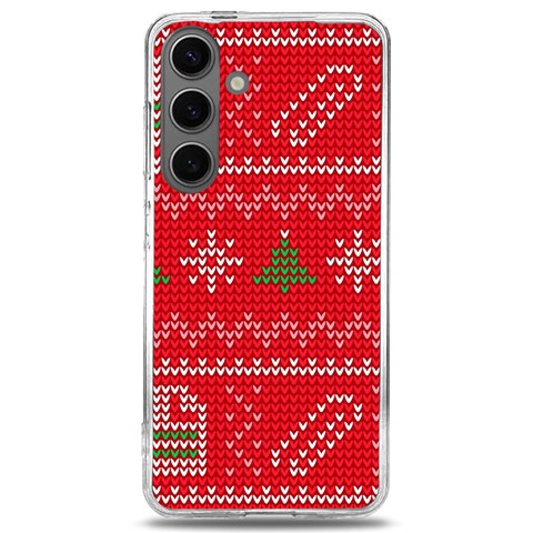 Red Christmas Pattern Xmas Decorations, Christmas Knitted Texture Samsung Galaxy S24 6.2 Inch TPU UV Case from ArtsNow.com Front