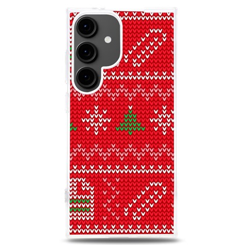 Red Christmas Pattern Xmas Decorations, Christmas Knitted Texture Samsung Galaxy S24 Plus 6.7 Inch TPU UV Case from ArtsNow.com Front