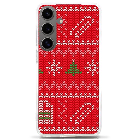 Red Christmas Pattern Xmas Decorations, Christmas Knitted Texture Samsung Galaxy S24 Ultra 6.9 Inch TPU UV Case from ArtsNow.com Front