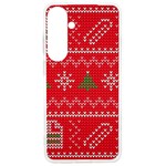 Red Christmas Pattern Xmas Decorations, Christmas Knitted Texture Samsung Galaxy S24 Ultra 6.9 Inch TPU UV Case