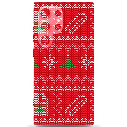 Red Christmas Pattern Xmas Decorations, Christmas Knitted Texture Samsung Galaxy S24 Ultra 6.9 Inch Black TPU UV Case from ArtsNow.com Front