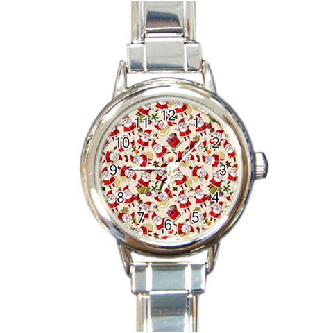 Santa Claus Patterns, Christmas Decorations Round Italian Charm Watch from ArtsNow.com Front