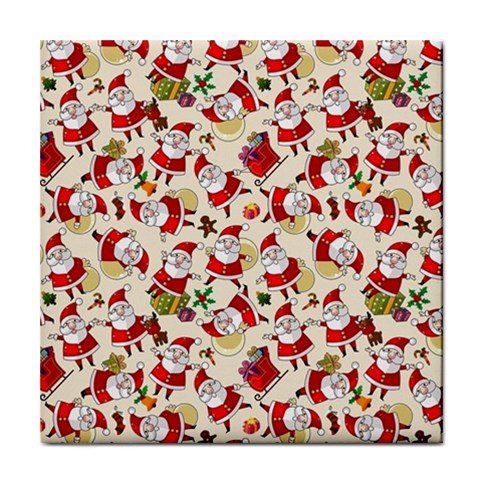 Santa Claus Patterns, Christmas Decorations Tile Coaster from ArtsNow.com Front