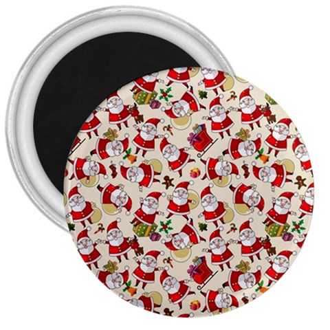 Santa Claus Patterns, Christmas Decorations 3  Magnets from ArtsNow.com Front