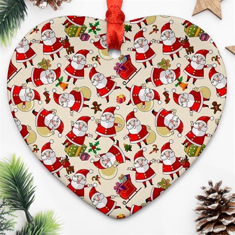 Santa Claus Patterns, Christmas Decorations Ornament (Heart) from ArtsNow.com Front