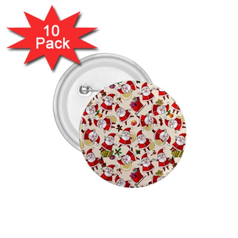 Santa Claus Patterns, Christmas Decorations 1.75  Buttons (10 pack) from ArtsNow.com Front