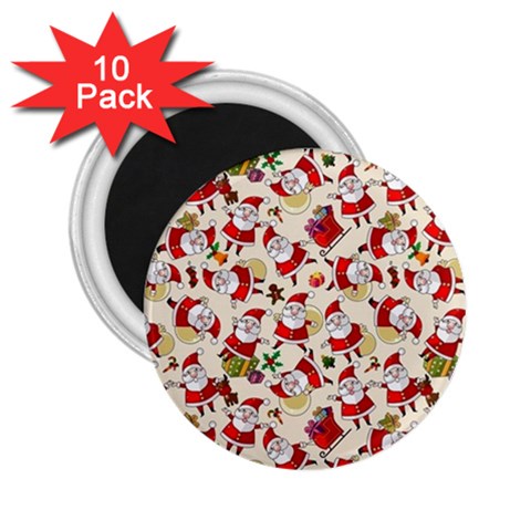 Santa Claus Patterns, Christmas Decorations 2.25  Magnets (10 pack)  from ArtsNow.com Front