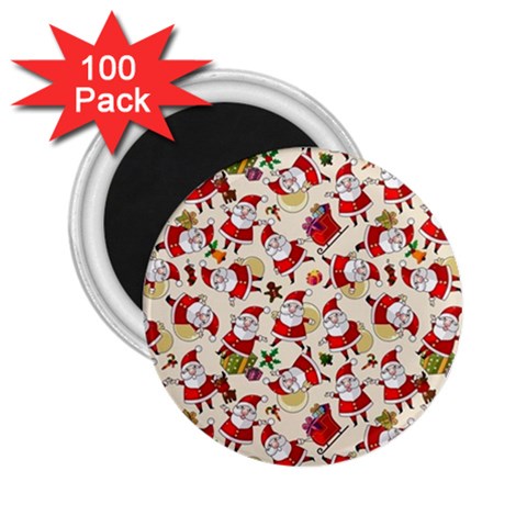 Santa Claus Patterns, Christmas Decorations 2.25  Magnets (100 pack)  from ArtsNow.com Front