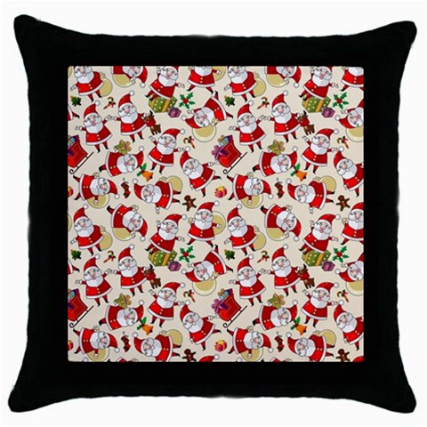 Santa Claus Patterns, Christmas Decorations Throw Pillow Case (Black) from ArtsNow.com Front