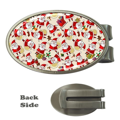 Santa Claus Patterns, Christmas Decorations Money Clips (Oval)  from ArtsNow.com Front