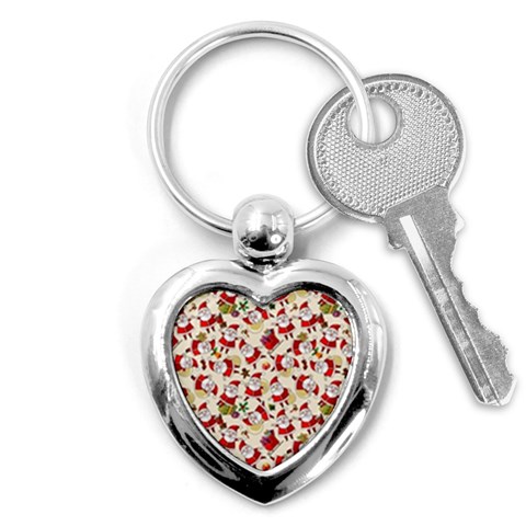 Santa Claus Patterns, Christmas Decorations Key Chain (Heart) from ArtsNow.com Front