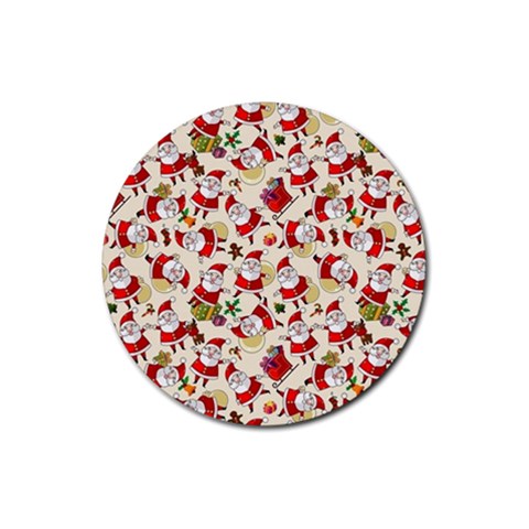 Santa Claus Patterns, Christmas Decorations Rubber Coaster (Round) from ArtsNow.com Front