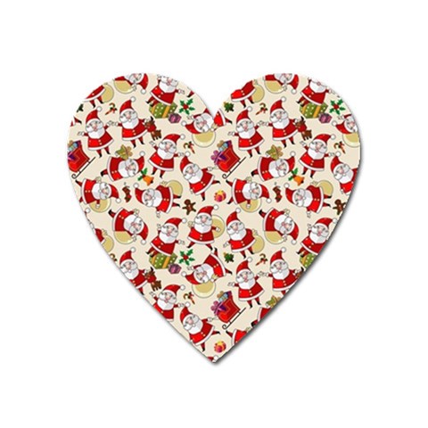 Santa Claus Patterns, Christmas Decorations Heart Magnet from ArtsNow.com Front