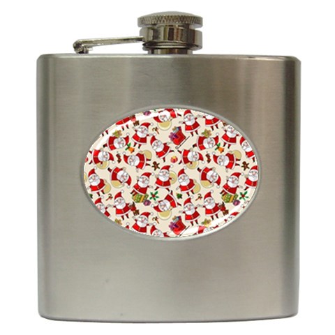 Santa Claus Patterns, Christmas Decorations Hip Flask (6 oz) from ArtsNow.com Front