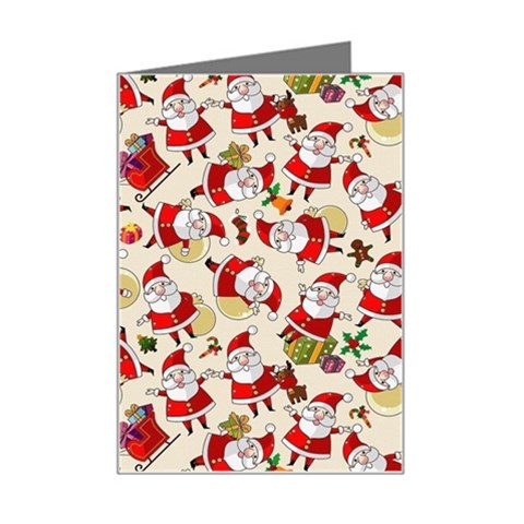 Santa Claus Patterns, Christmas Decorations Mini Greeting Card from ArtsNow.com Left