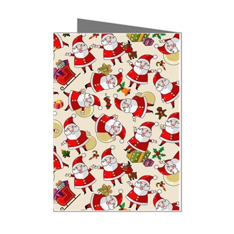 Santa Claus Patterns, Christmas Decorations Mini Greeting Cards (Pkg of 8) from ArtsNow.com Left