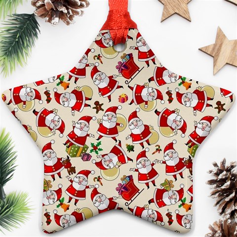 Santa Claus Patterns, Christmas Decorations Star Ornament (Two Sides) from ArtsNow.com Back