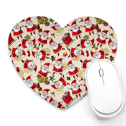 Santa Claus Patterns, Christmas Decorations Heart Mousepad from ArtsNow.com Front