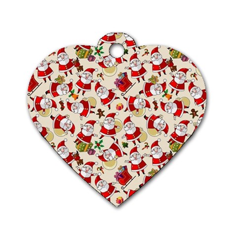 Santa Claus Patterns, Christmas Decorations Dog Tag Heart (One Side) from ArtsNow.com Front