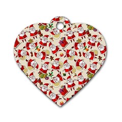 Santa Claus Patterns, Christmas Decorations Dog Tag Heart (Two Sides) from ArtsNow.com Front