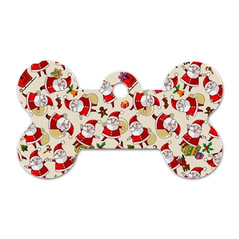 Santa Claus Patterns, Christmas Decorations Dog Tag Bone (Two Sides) from ArtsNow.com Front